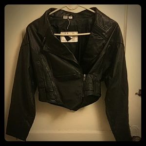 Vintage Real Leather Cropped Jacket